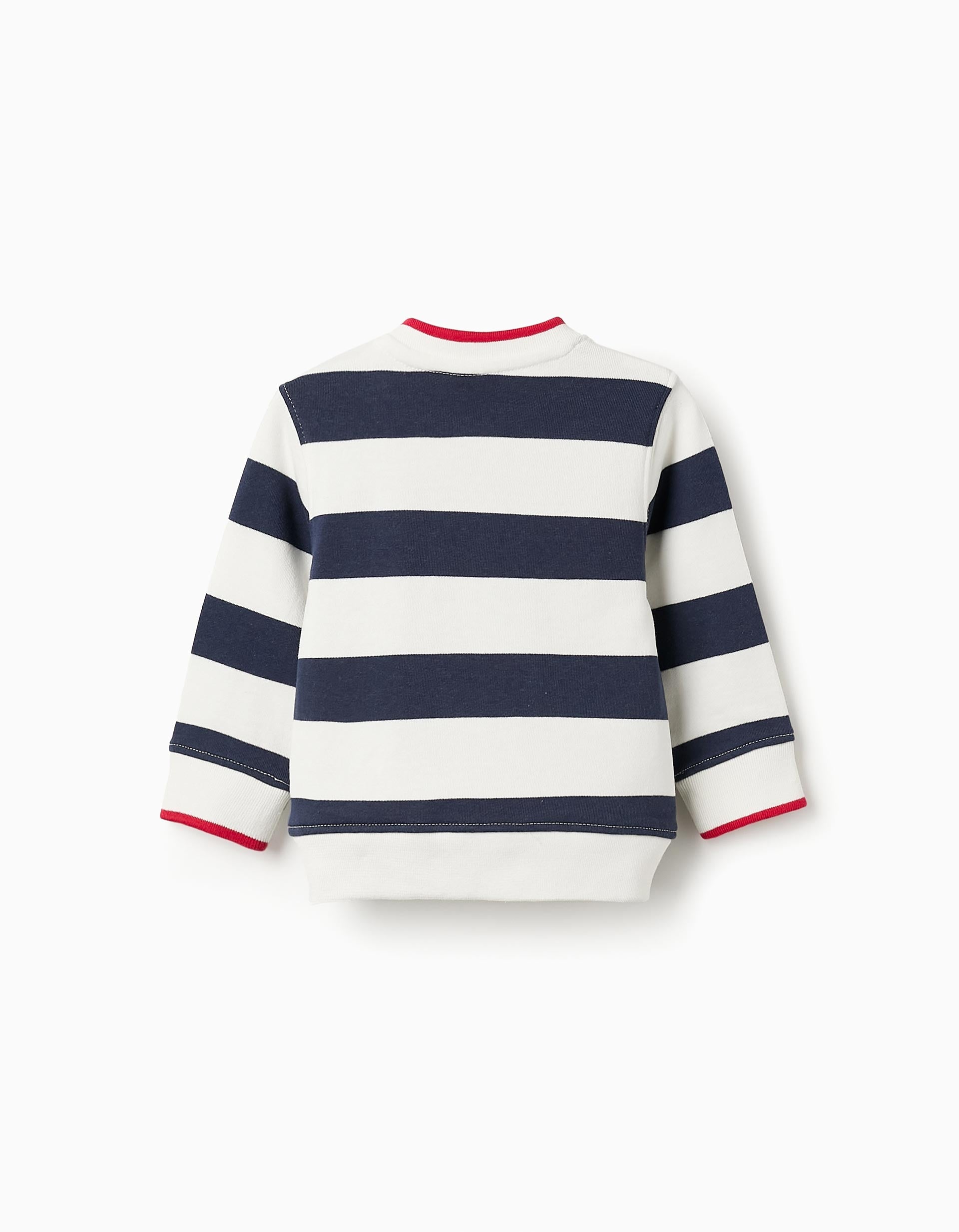 Striped Sweatshirt for Baby Boys, White/Navy Blue