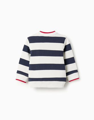 Sudadera a Rayas para Bebé Niño, Blanco/Azul Oscuro
