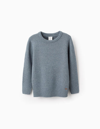 Pull en Maille pour Garçon, Bleu/Blanc