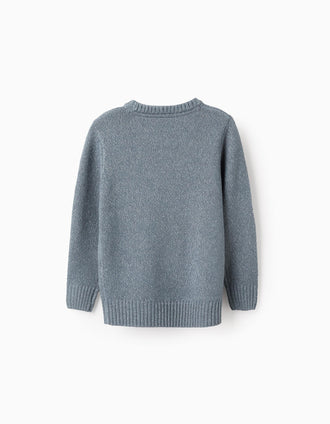 Camisola de Malha para Menino, Azul/Branco
