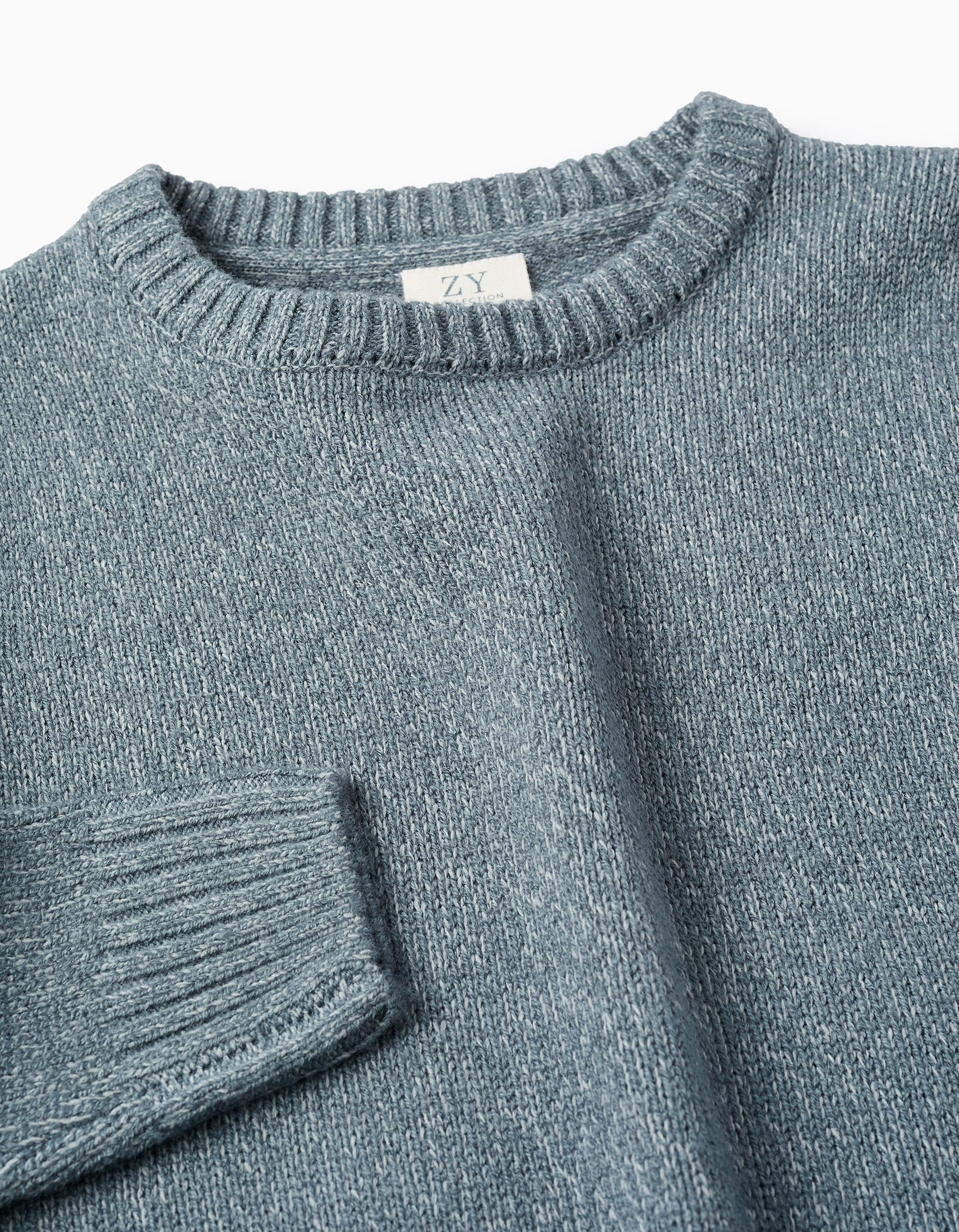 Knitted Jumper for Boys, Blue/White