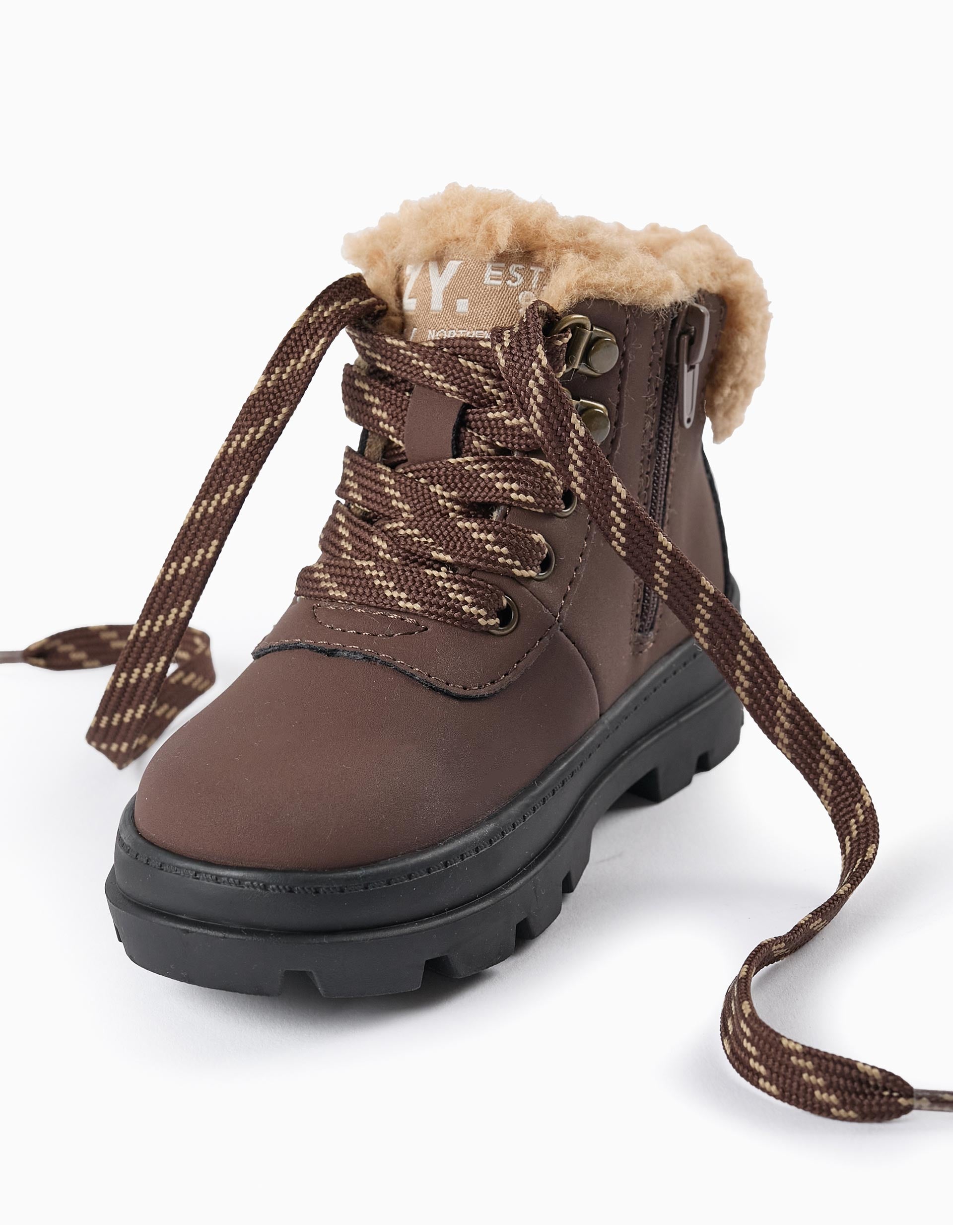 Sherpa Lined Boots for Baby Boys, Brown