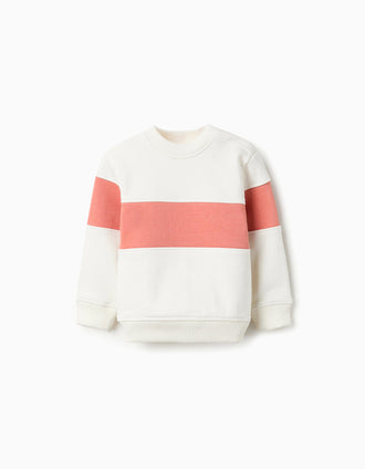 Sweat en Coton pour Bébé Garçon, Blanc/Orange