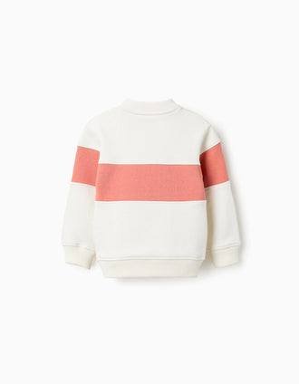 Sweat en Coton pour Bébé Garçon, Blanc/Orange