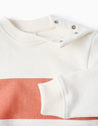 Sweat en Coton pour Bébé Garçon, Blanc/Orange