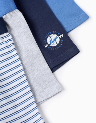 Pack 4 Boxers pour Garçon 'Baseball', Blanc/Bleu/Gris