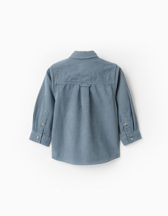 Camisa de Bombazine para Bebé Menino, Azul