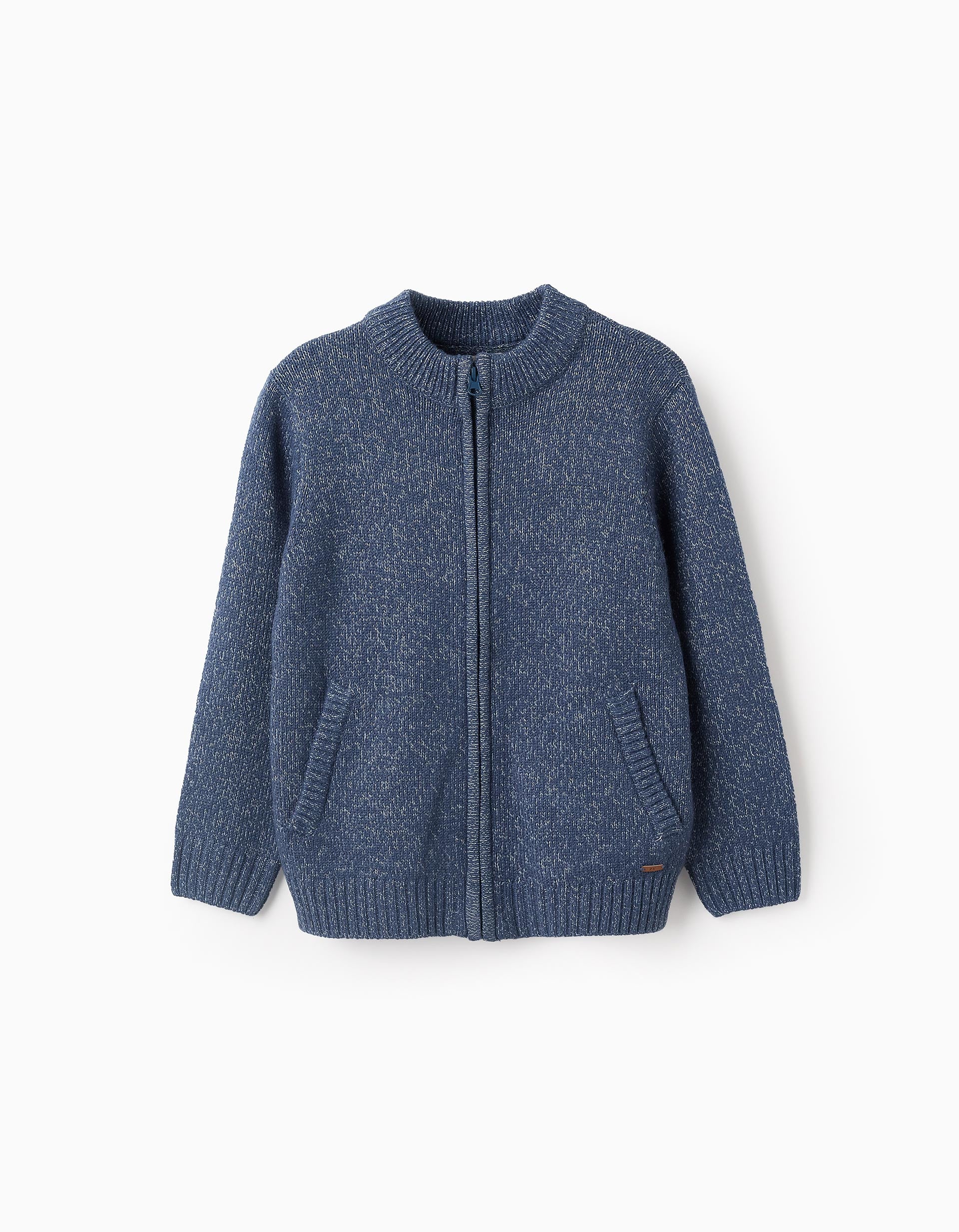 Cardigan with Zipper for Boys, Blue/White