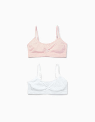 Pack 2 Sujetadores de Microfibra para Niña, Blanco/Rosa