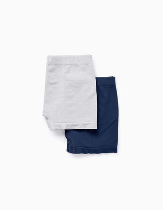 Pack 2 Boxers Unis en Microfibre pour Garçon, Gris/Bleu