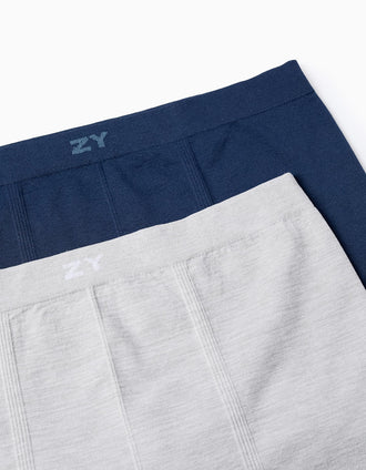 Pack 2 Boxers Lisos de Microfibra para Niño, Gris/Azul