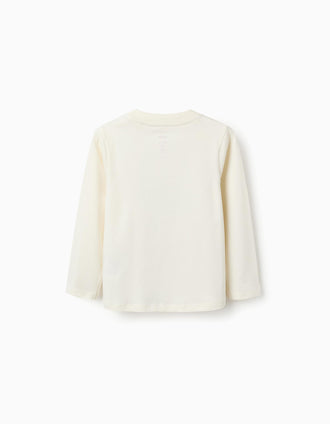 Camiseta de Manga Larga de Algodón para Niña 'Minnie', Beige/Rosa