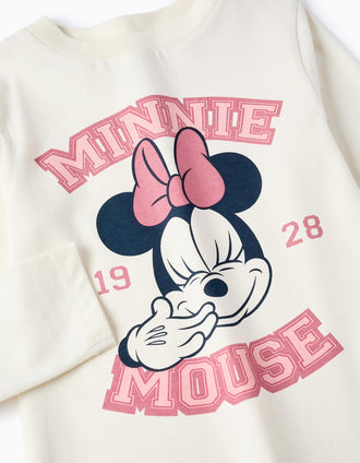 T-shirt de Manga Comprida em Algodão para Menina 'Minnie', Bege/Rosa