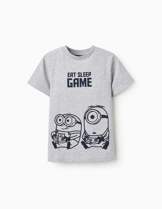 T-shirt en Coton pour Garçon 'MINIONS', Gris