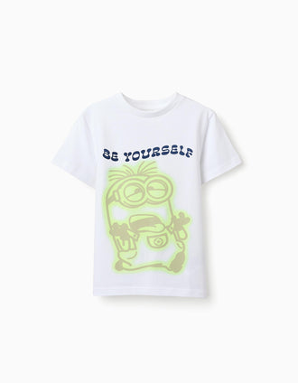 T-shirt de Coton pour Garçon 'Minions', Blanc