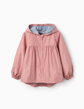 Casaco Corta-Vento com Capuz para Menina, Rosa