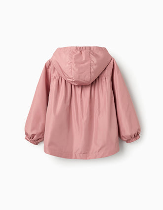 Chaqueta Cortavientos con Capucha para Niña, Rosa