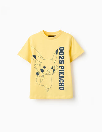 T-shirt en Coton pour Garçon 'Pikachu', Jaune