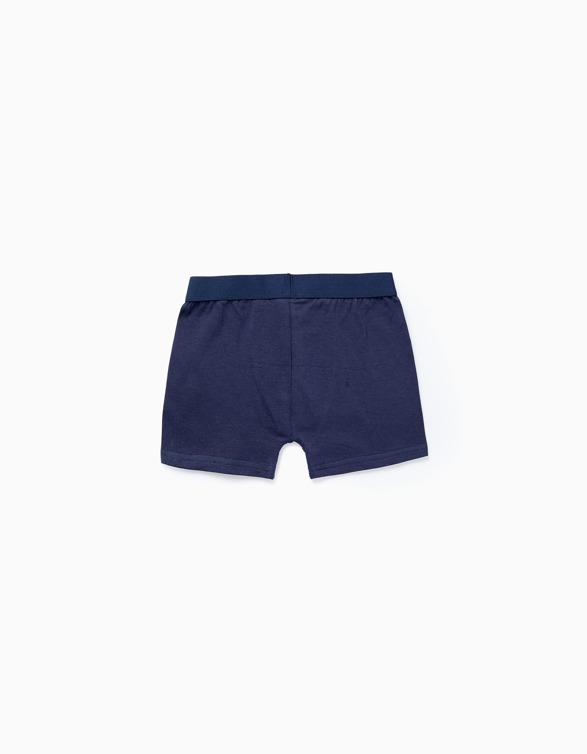 Pack 4 Plain Boxer Shorts for Boys, Blue/Grey