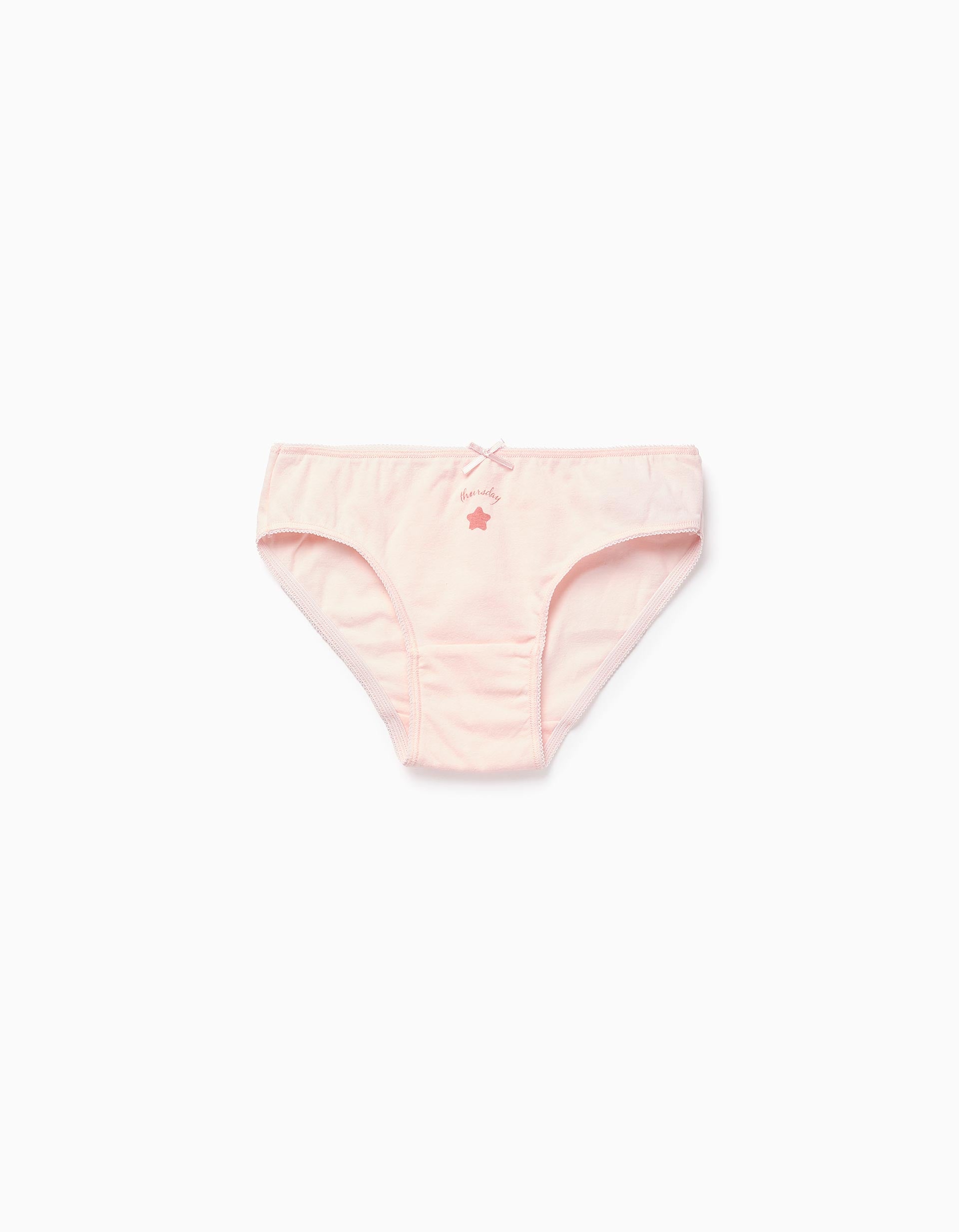 Pack of 5 Briefs for Girls 'Days of the Week', White/Pink