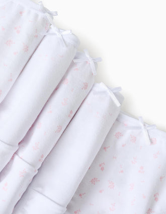 Pack 5 Culottes pour Fille 'Fleurs', Blanc/Rose