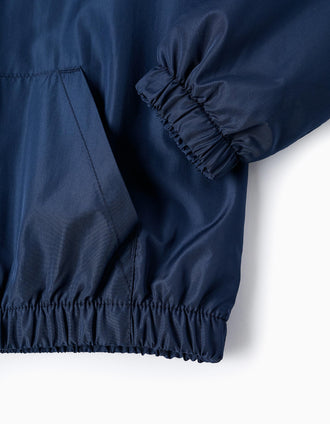 Veste Coupe-Vent avec Capuche pour Garçon, Bleu Foncé