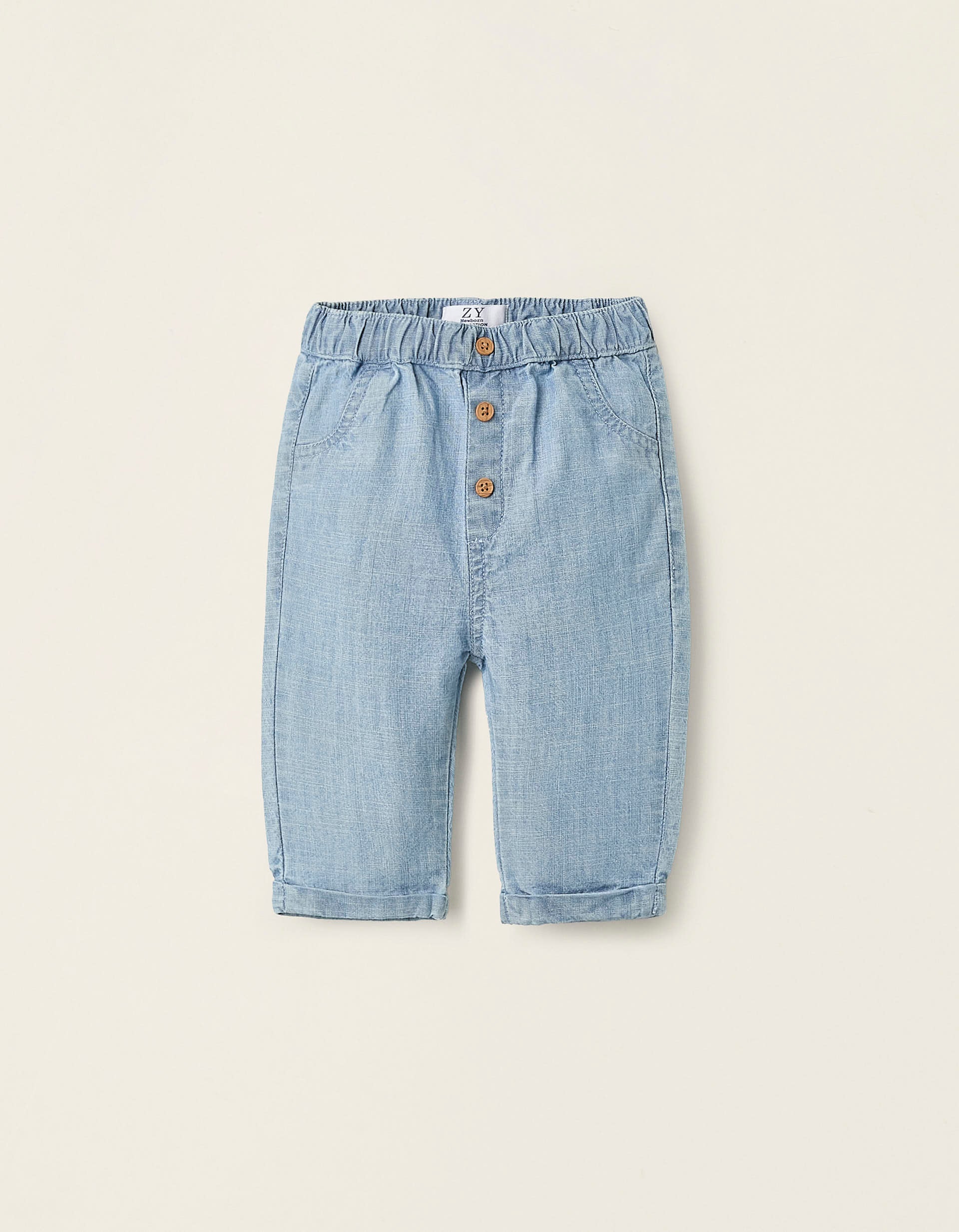 Cotton Denim Trousers for Newborns, Blue