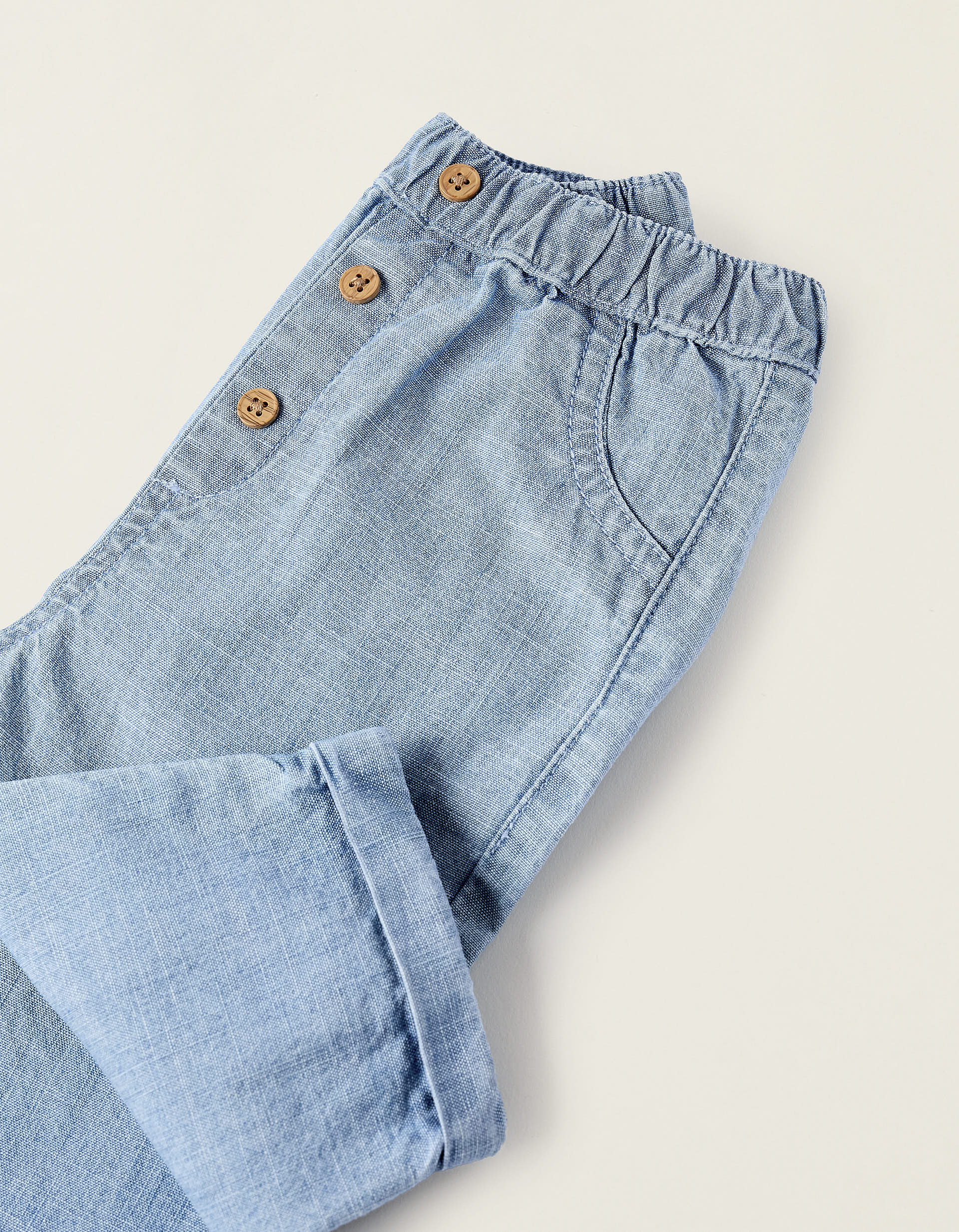 Cotton Denim Trousers for Newborns, Blue