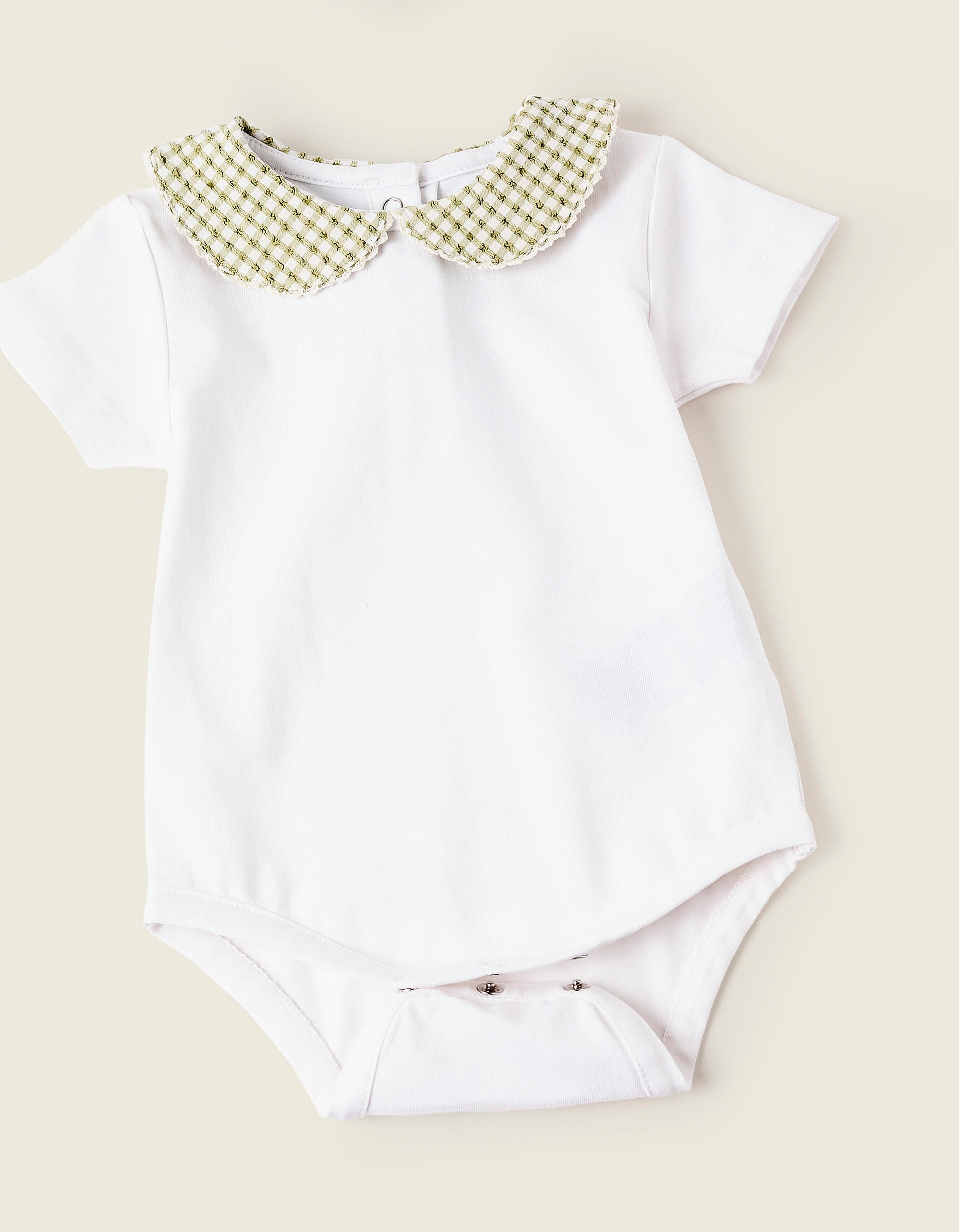 Bodysuit + Gingham Jumpsuit for Newborn Boys, White/Green