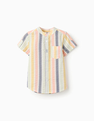 Camisa de Algodão às Riscas para Bebé Menino 'B&S', Multicolor