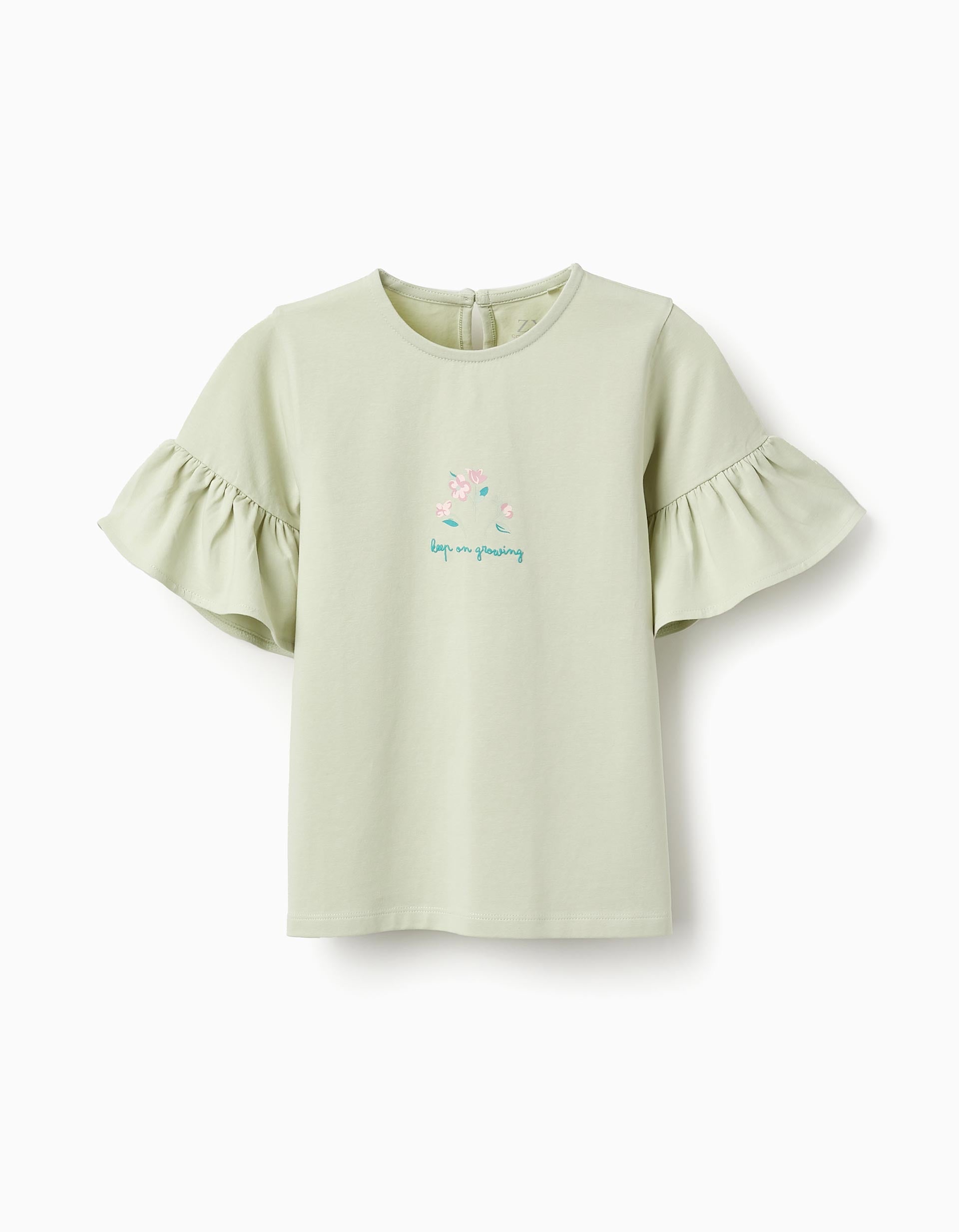 T-shirt avec Manches à Volants Fille, Vert