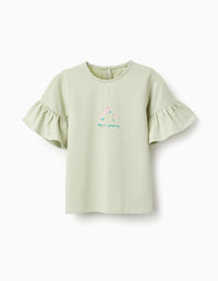 T-shirt avec Manches à Volants Fille, Vert
