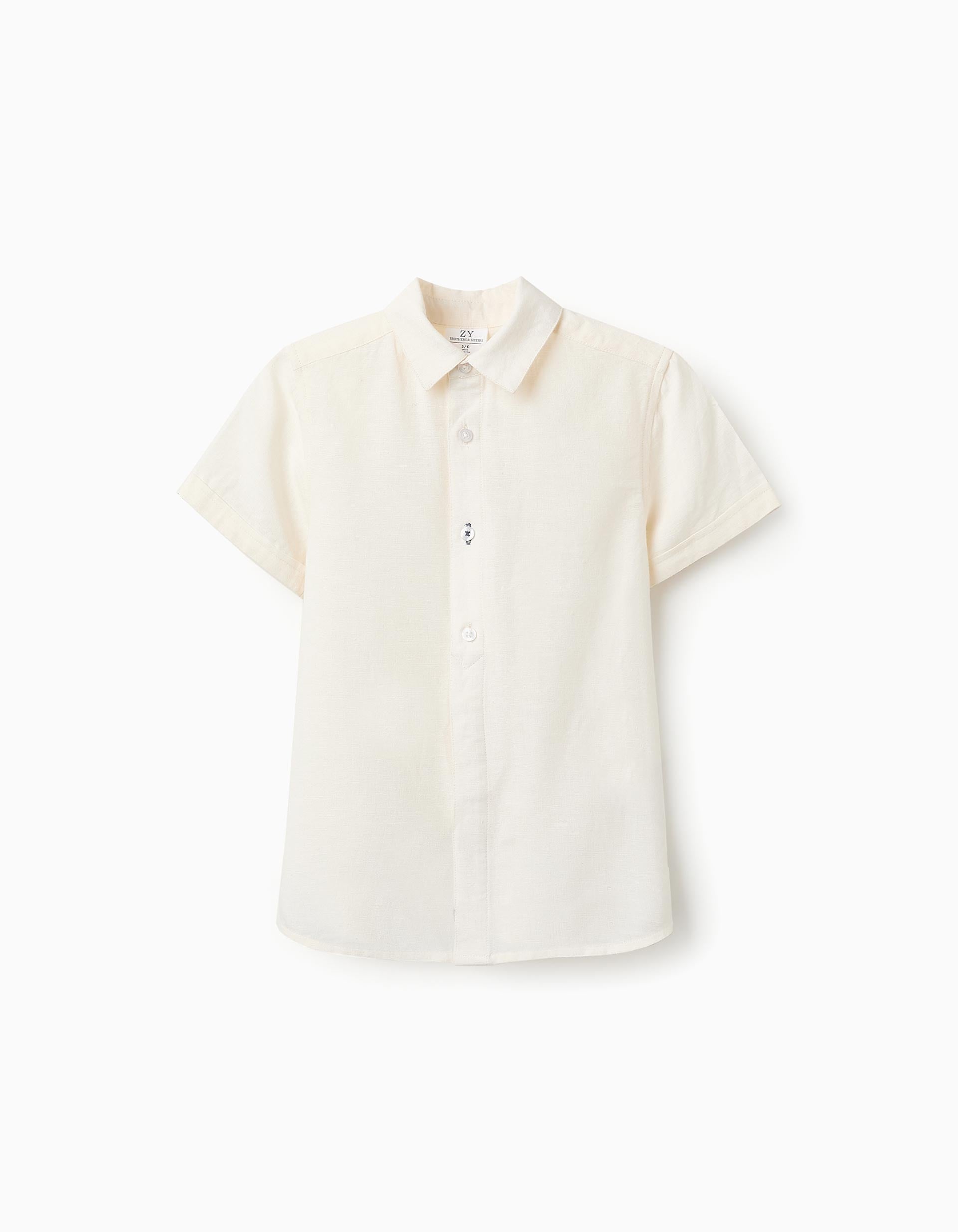 Shirt with Viscose, Cotton and Linen for Boys 'B&S', White