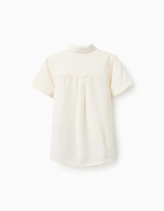 Camisa con Viscosa, Algodón y Lino para Niño 'B&S', Blanco