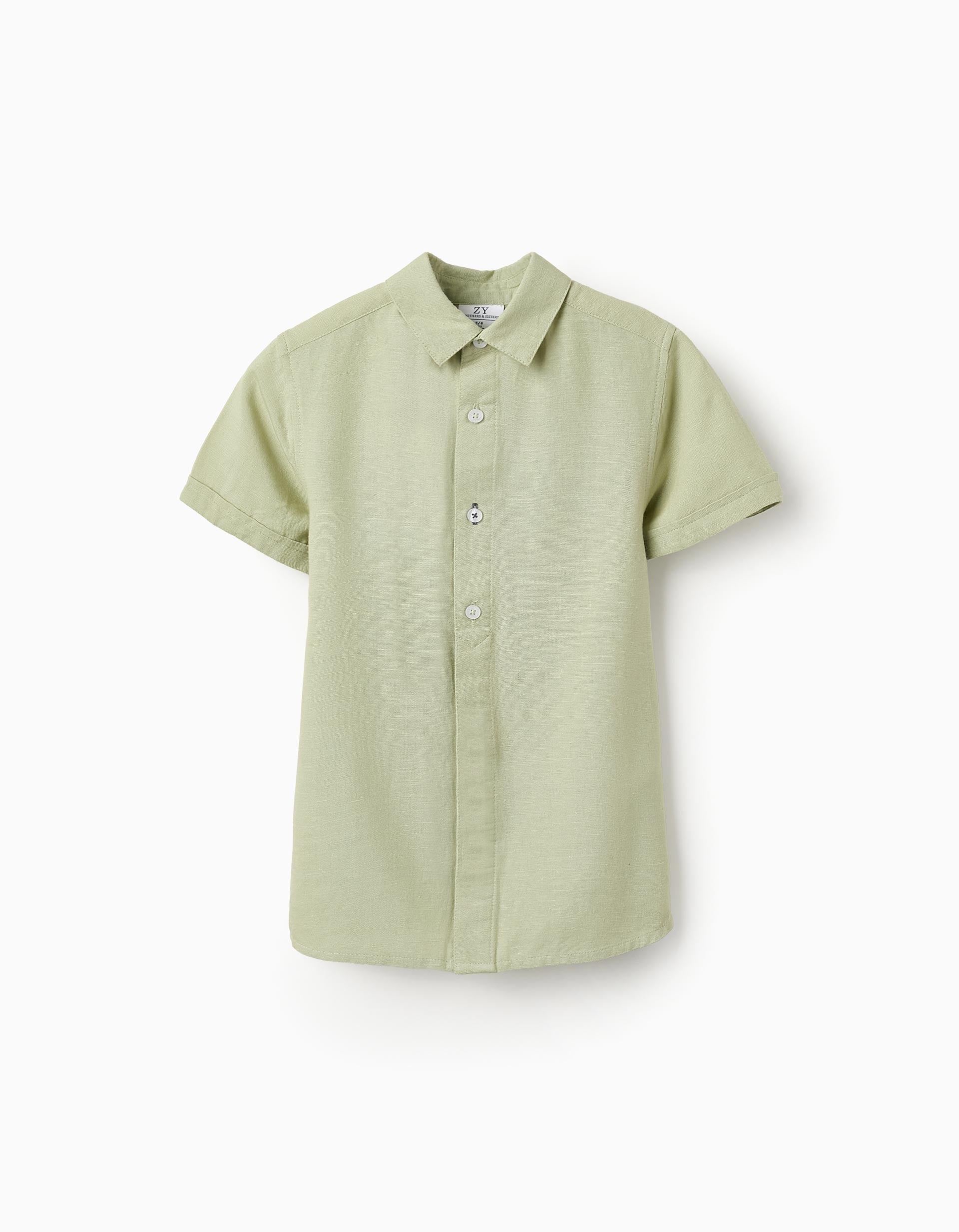 Shirt with Viscose, Cotton and Linen for Boys 'B&S', Green