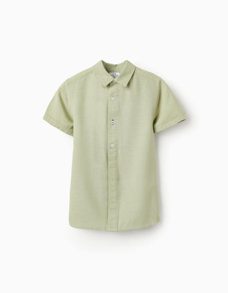 Camisa con Viscosa, Algodón y Lino para Niño 'B&S', Verde