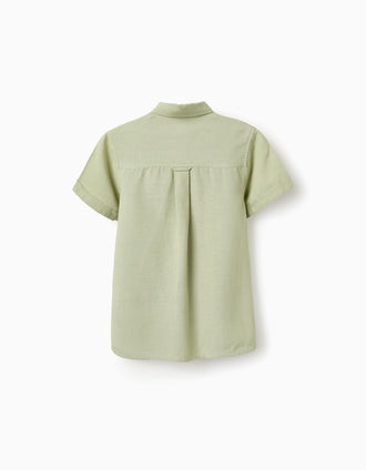 Chemise en Viscose, Coton et Lin pour Garçon 'B&S', Vert