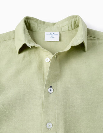 Chemise en Viscose, Coton et Lin pour Garçon 'B&S', Vert