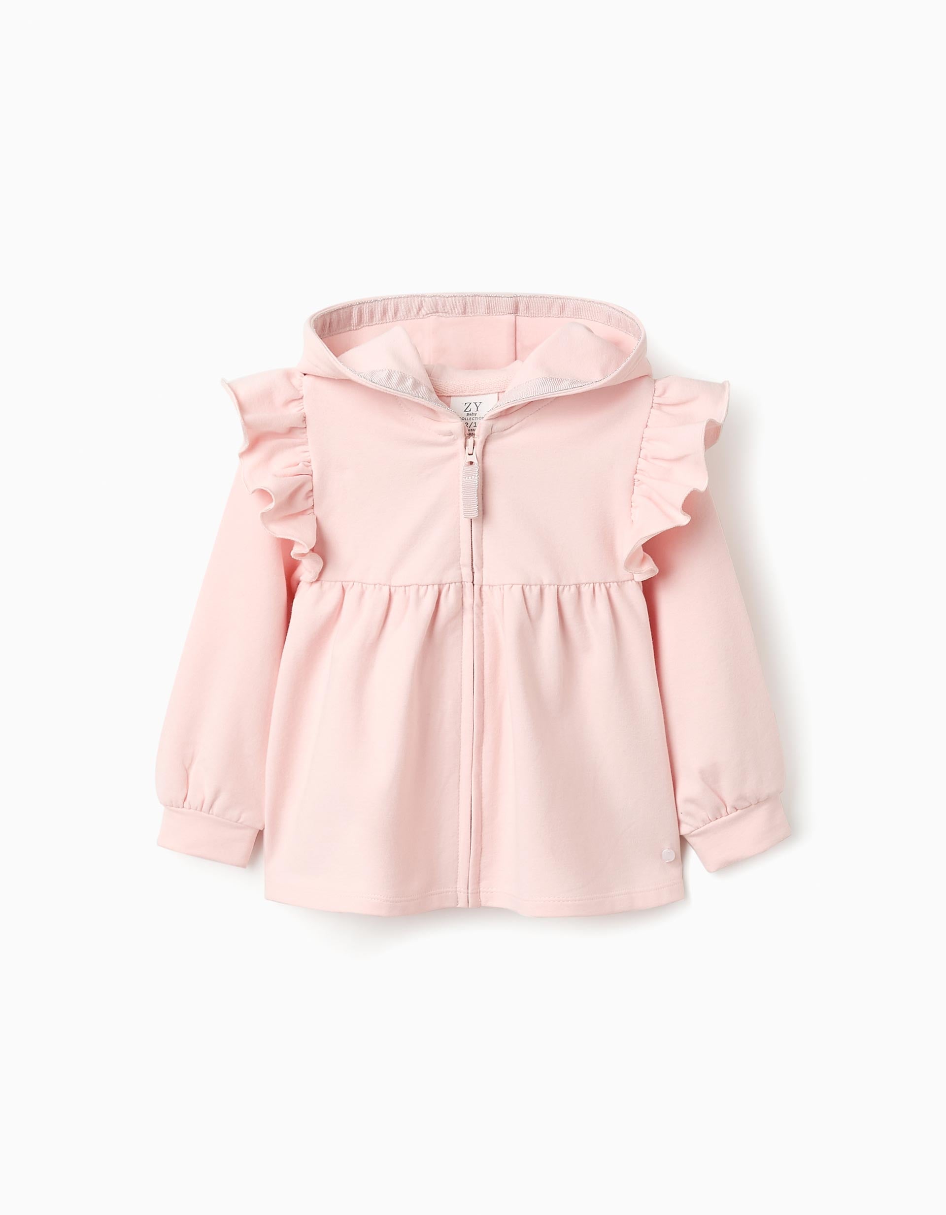 Hooded Jacket with Ruffles for Baby Girls, Pink