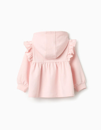 Chaqueta con Capucha y Volantes para Bebé Niña, Rosa