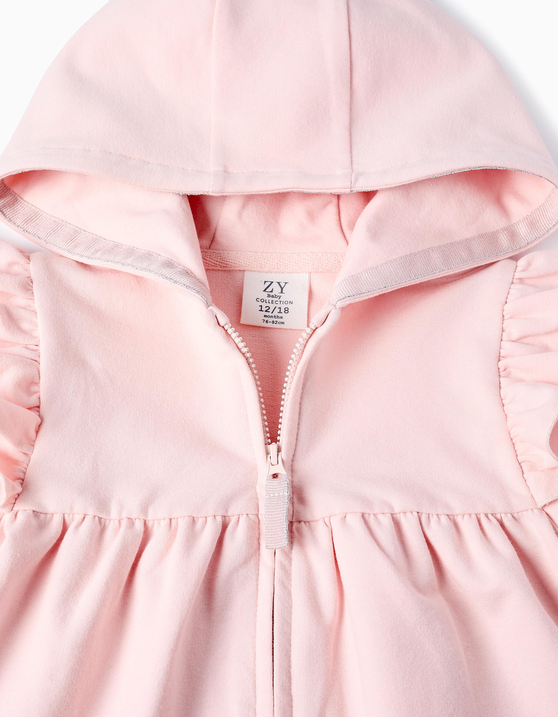 Hooded Jacket with Ruffles for Baby Girls, Pink