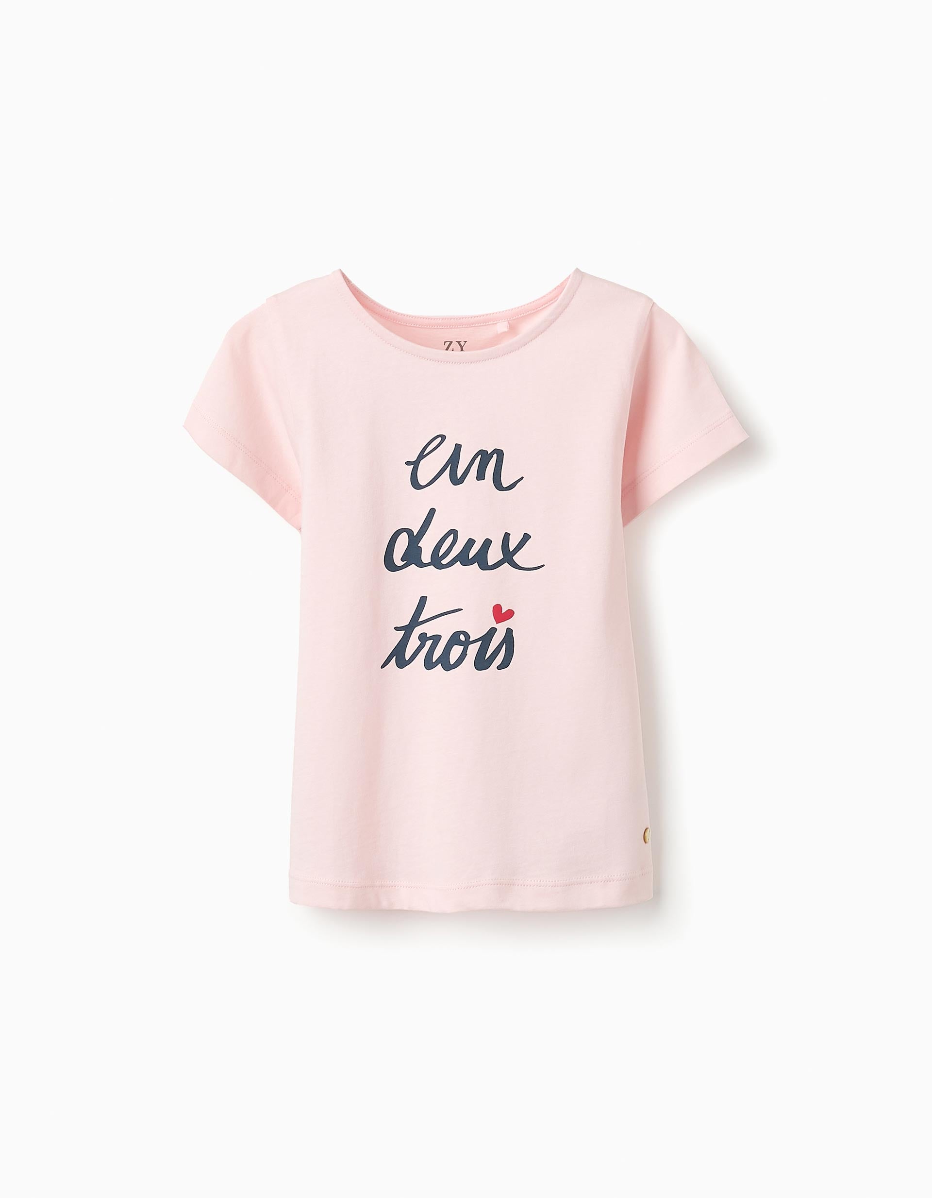 T-shirt de Coton pour Fille '123', Rose