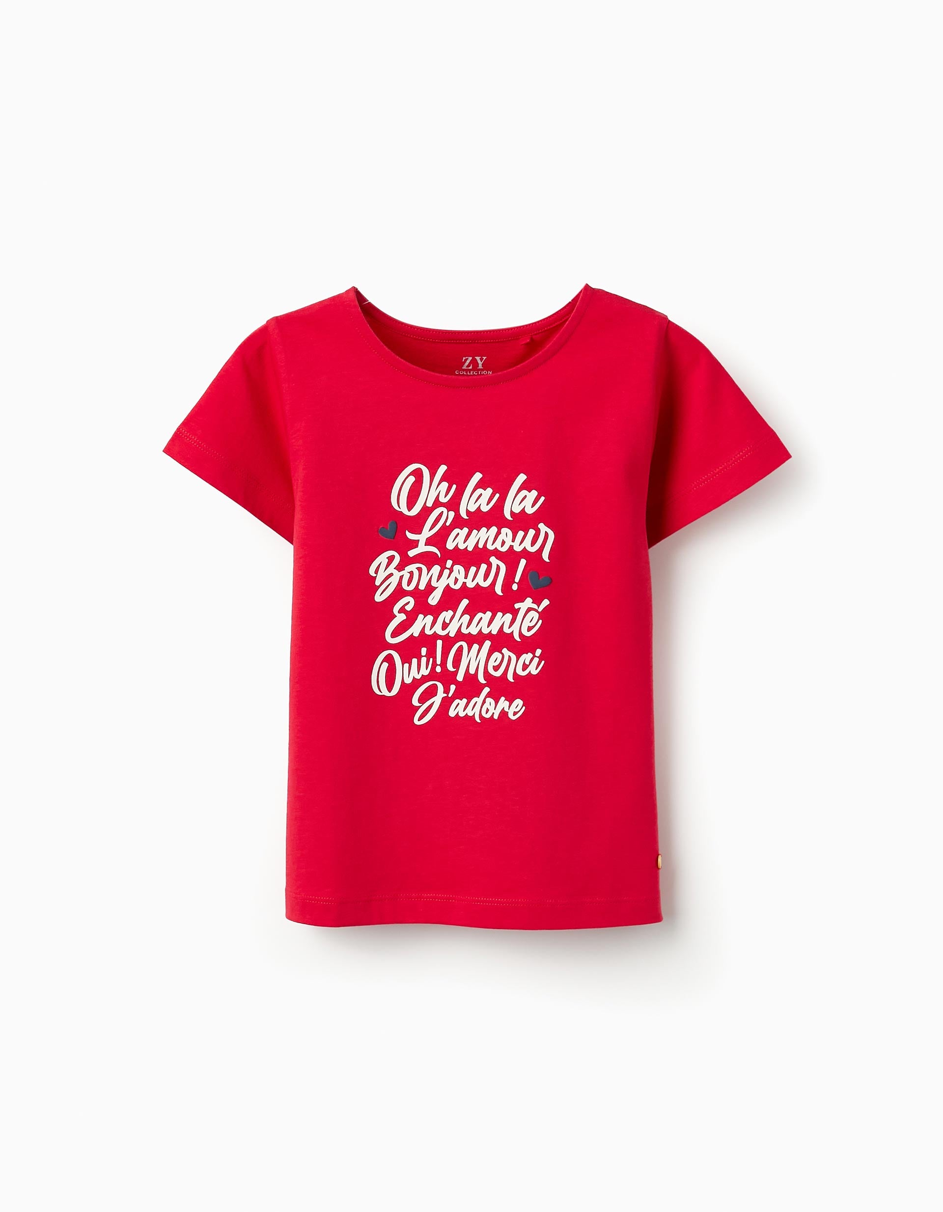 T-shirt de Coton pour Fille 'Oh La La', Rouge