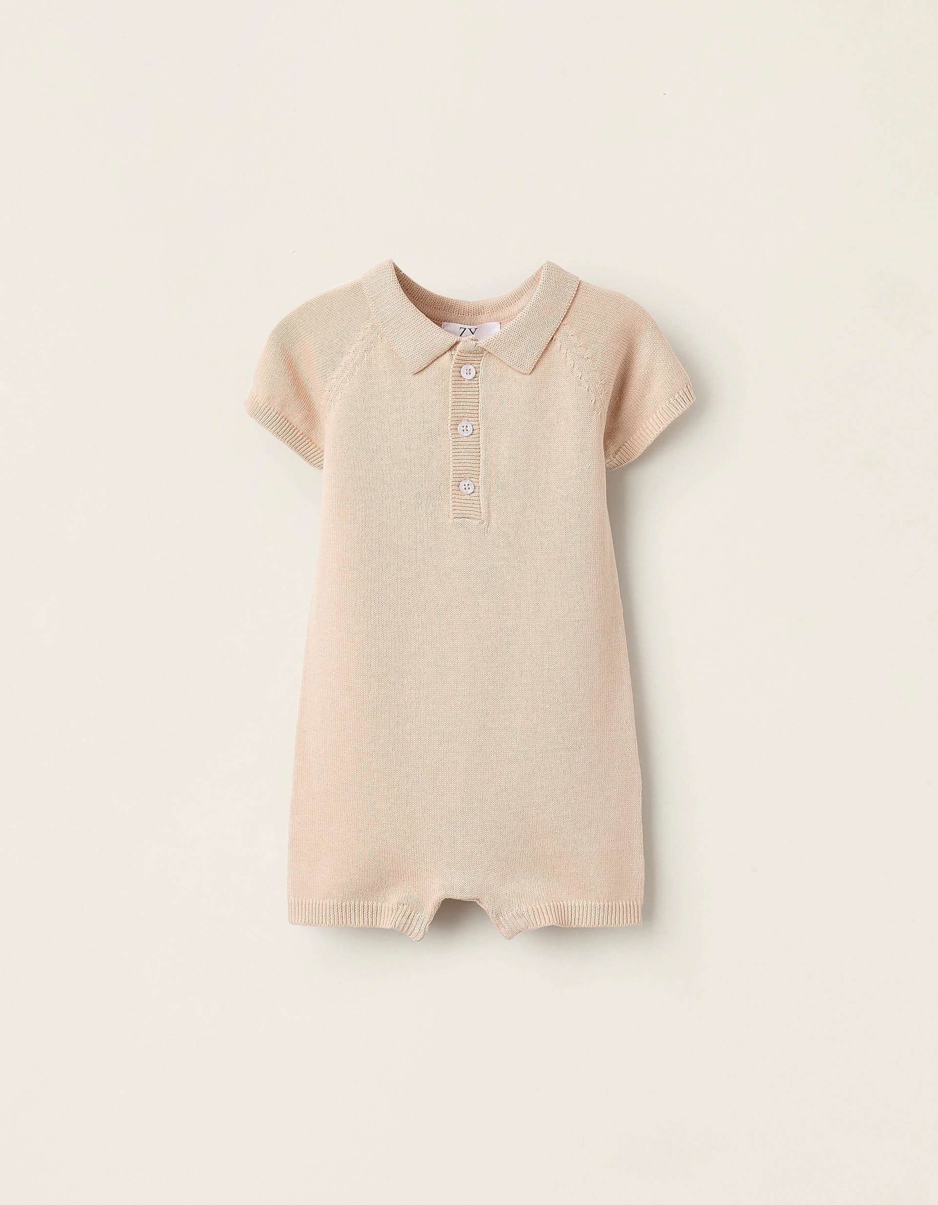 Knitted Romper for Newborns, Beige