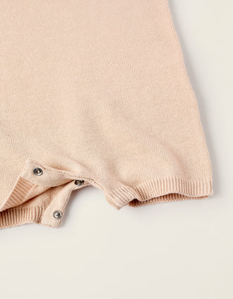 Mono Corto en Punto de Algodón para Recién Nacido, Beige