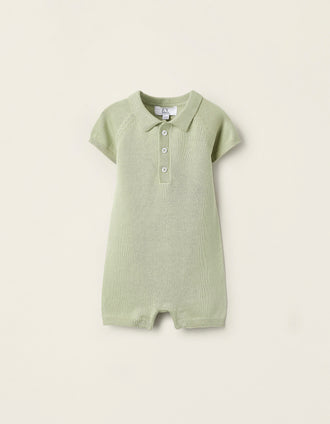 Combi-short en Maille de Coton pour Nouveau-Né, Vert