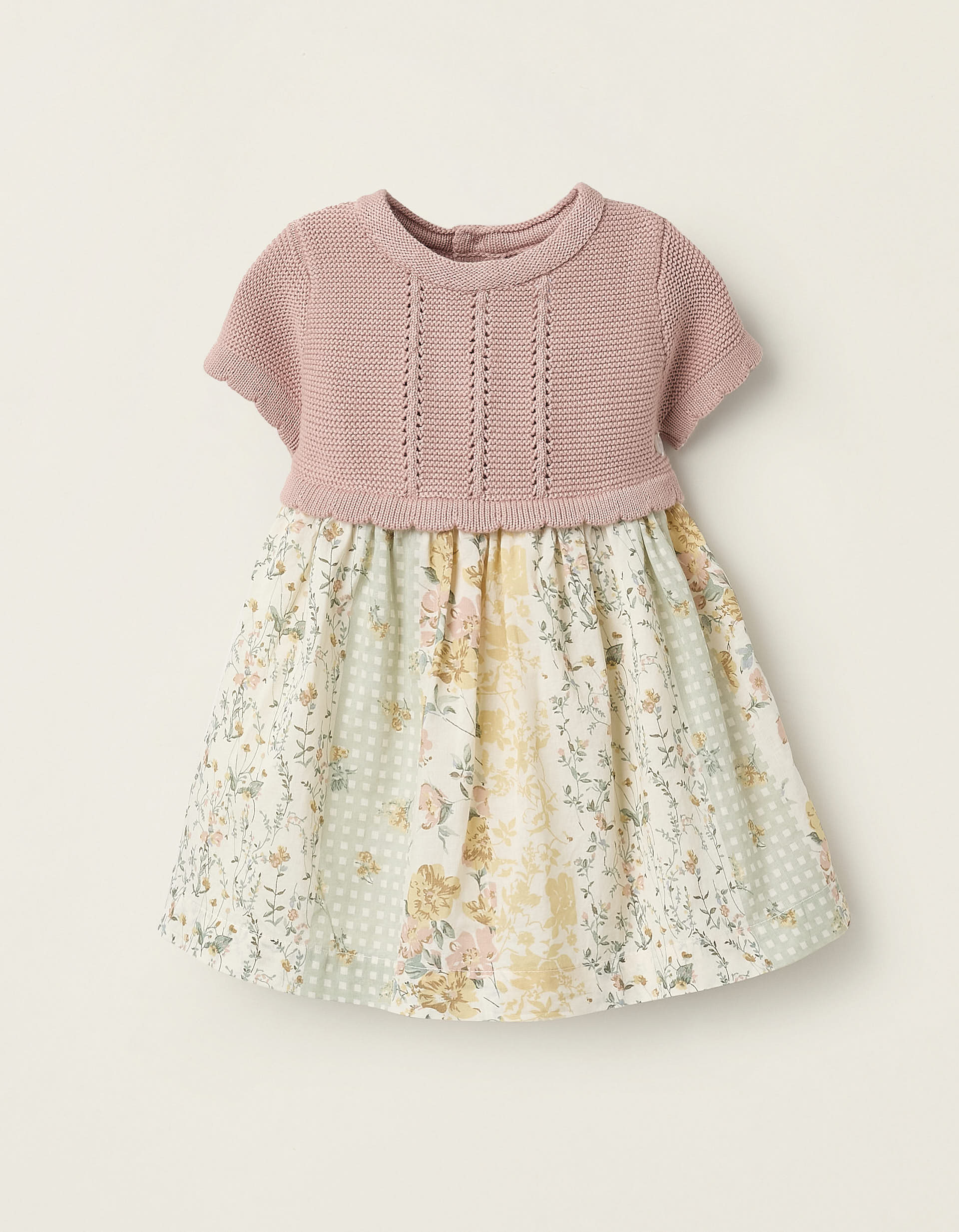 Floral Dress for Newborn Girls, Pink/Beige