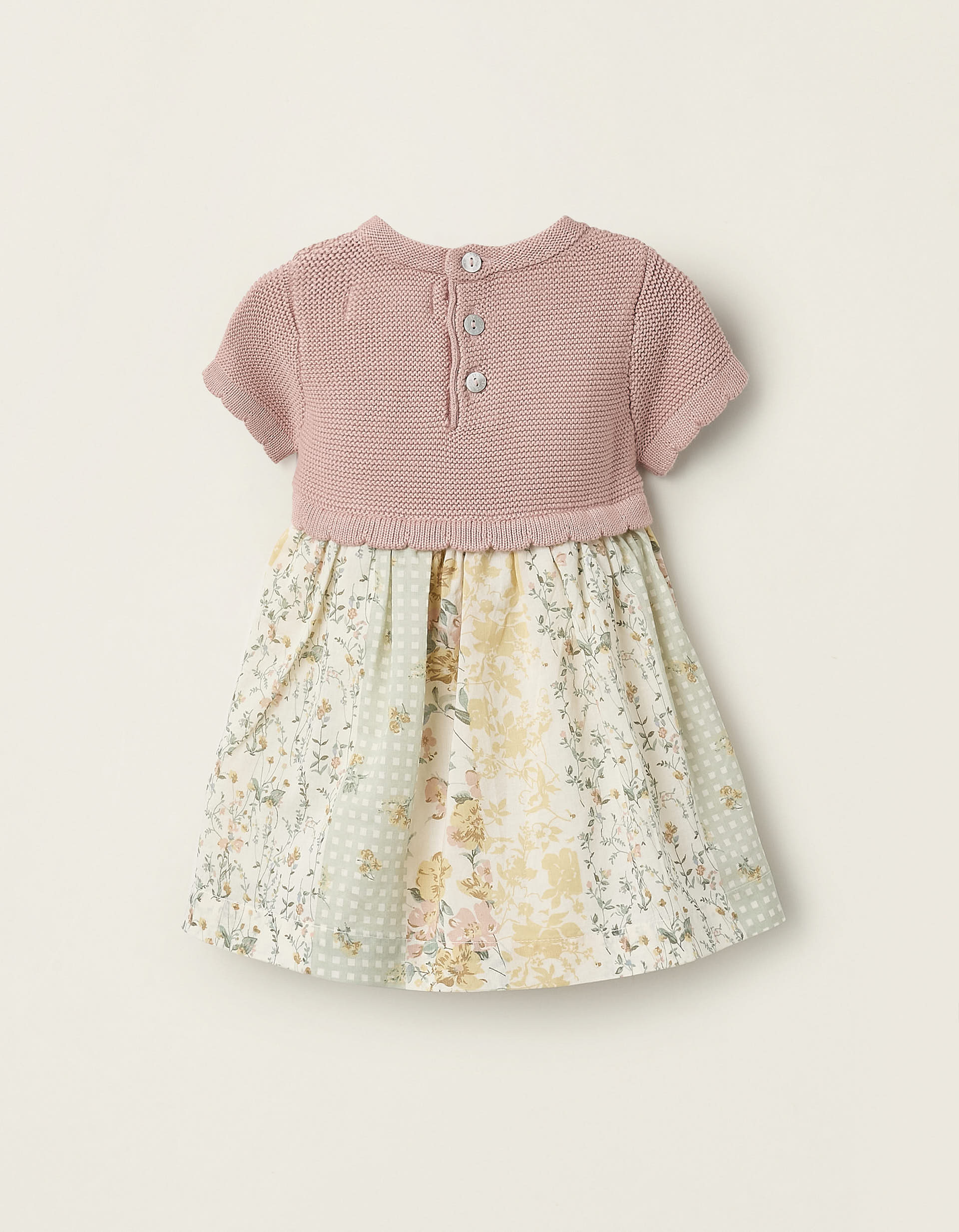 Floral Dress for Newborn Girls, Pink/Beige