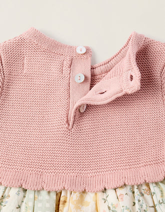 Floral Dress for Newborn Girls, Pink/Beige