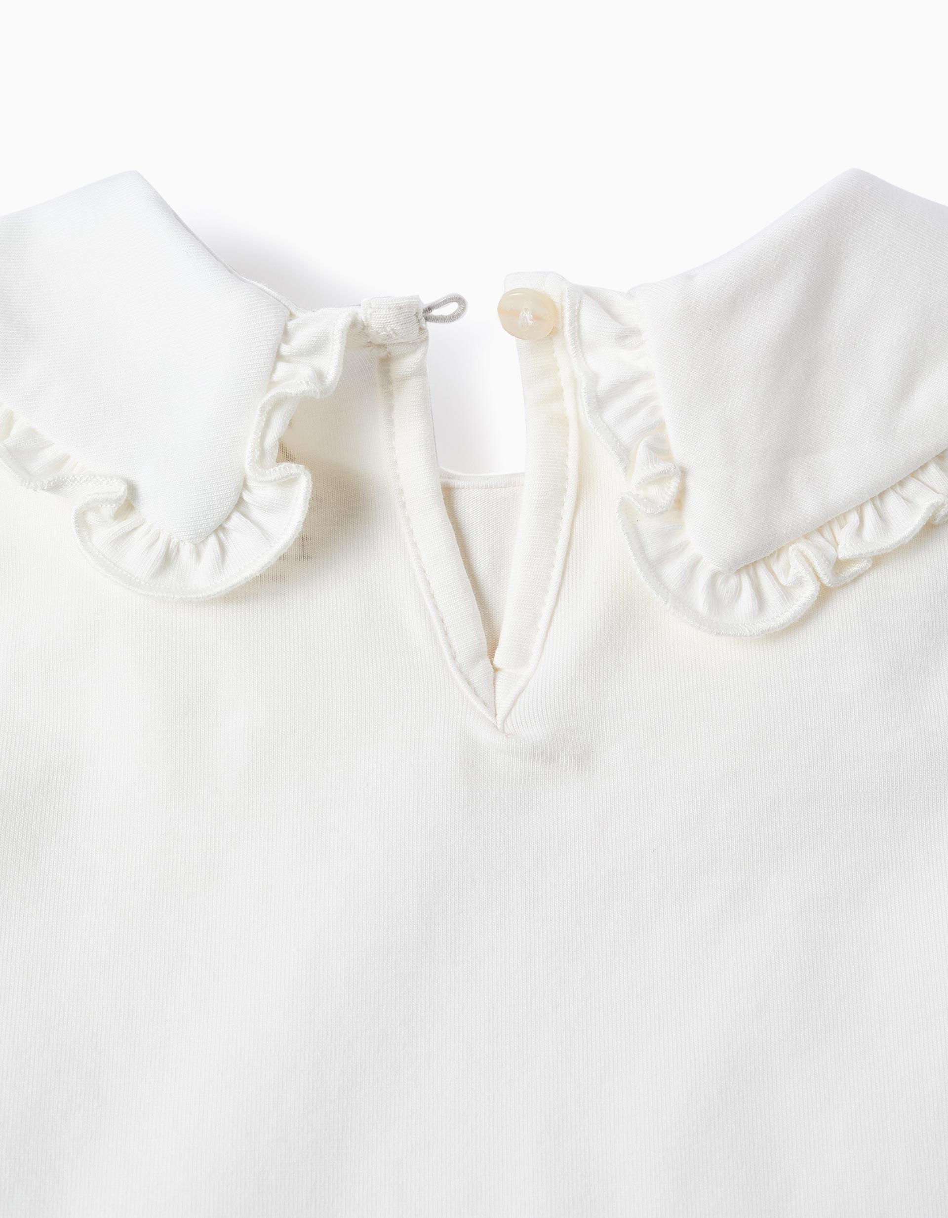 T-shirt with Peter Pan Collar for Baby Girls, White